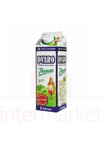 Pienas natūralus DVARO 2,5% rieb.1L